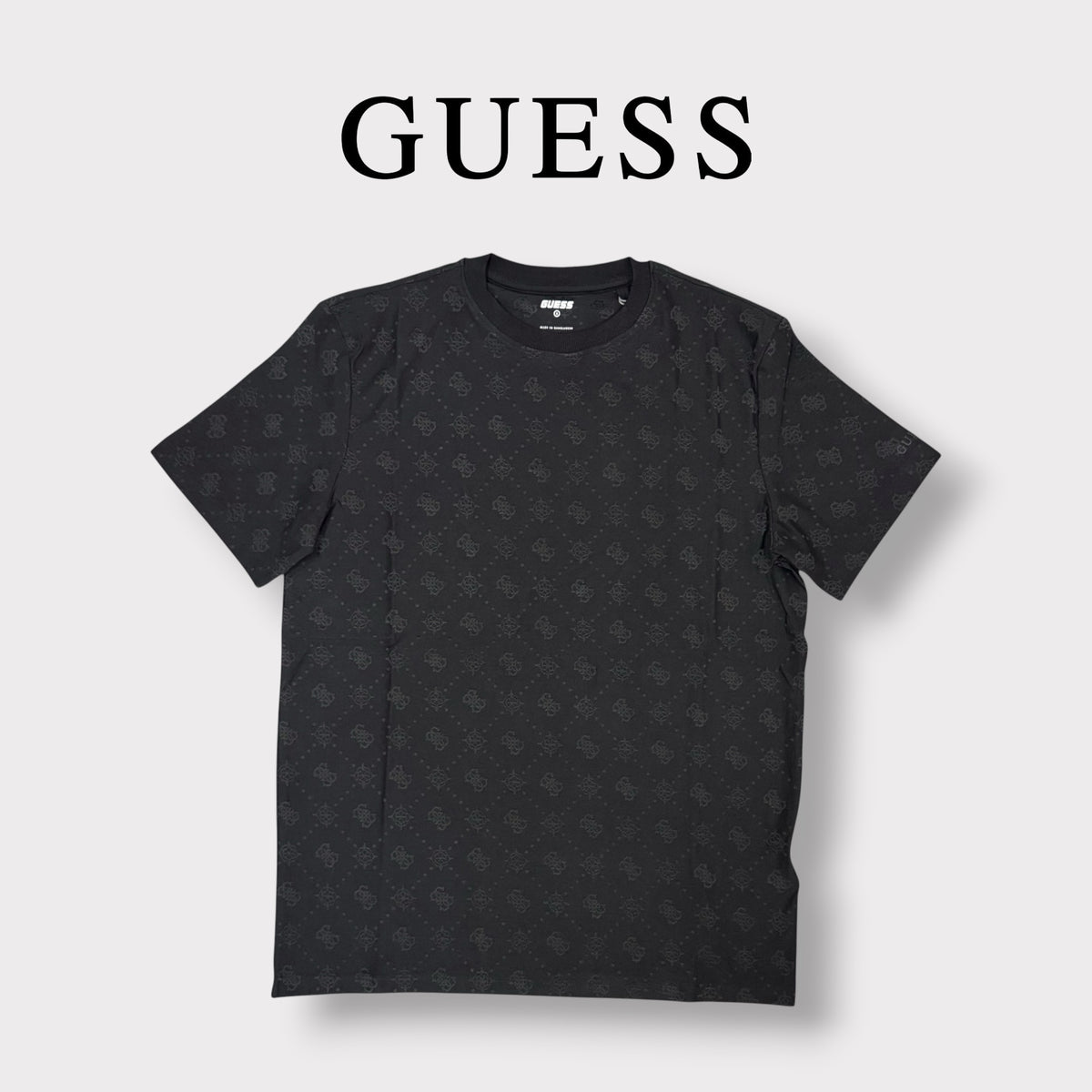 GUESS- T-shirt Uomo, logata, Col.Nero