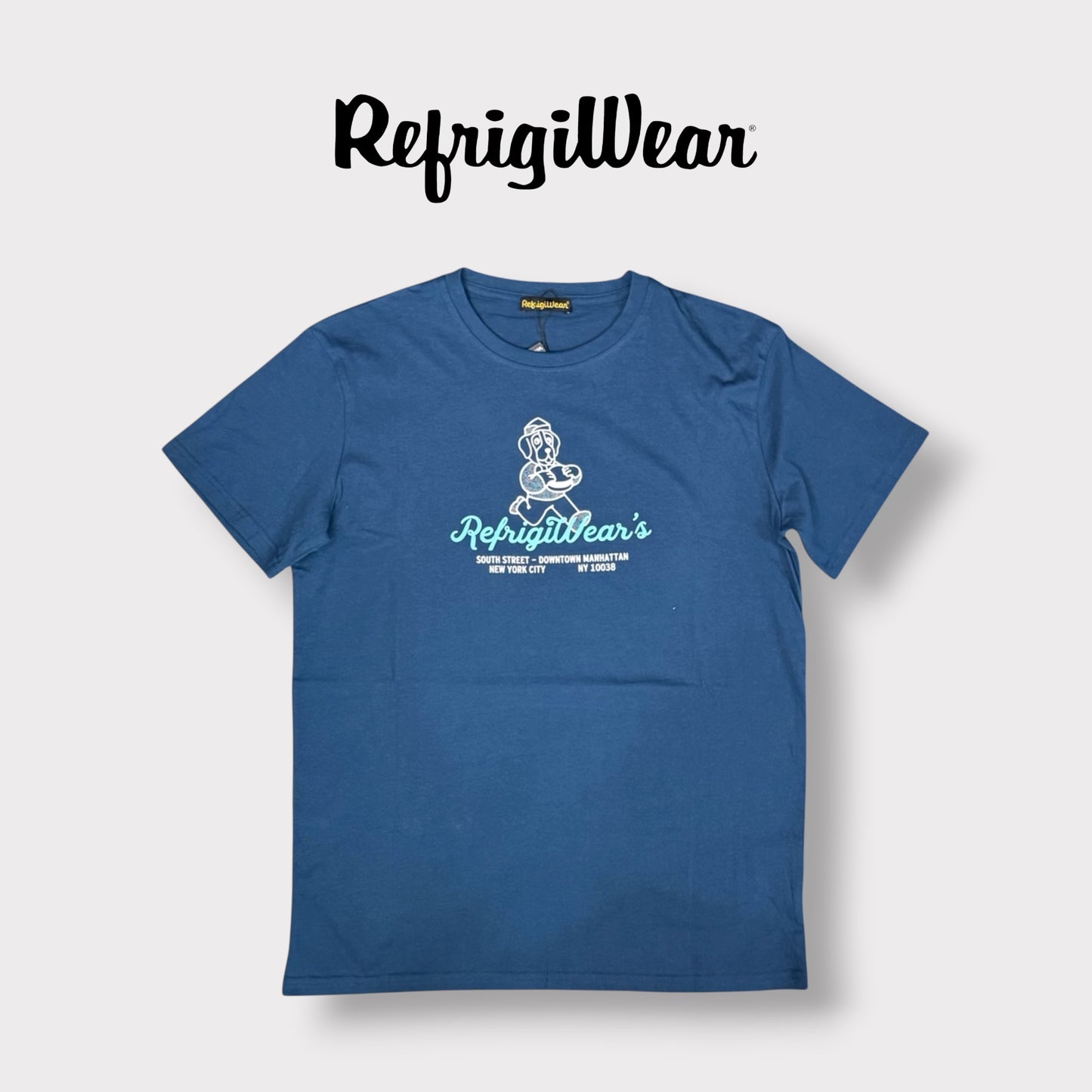 REFRIGIWEAR - T-Shirt Uomo con disegno frontale, Col.Blu