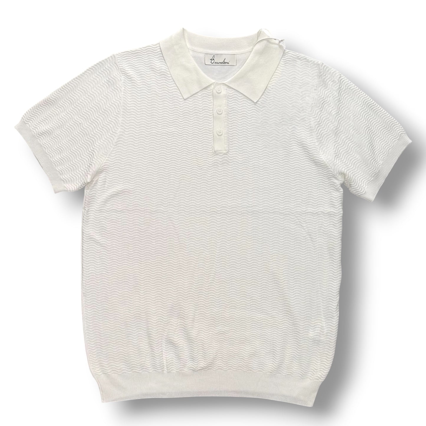 BRUNO LEONI - Polo Uomo con bottoni, in filo, Col.Bianco