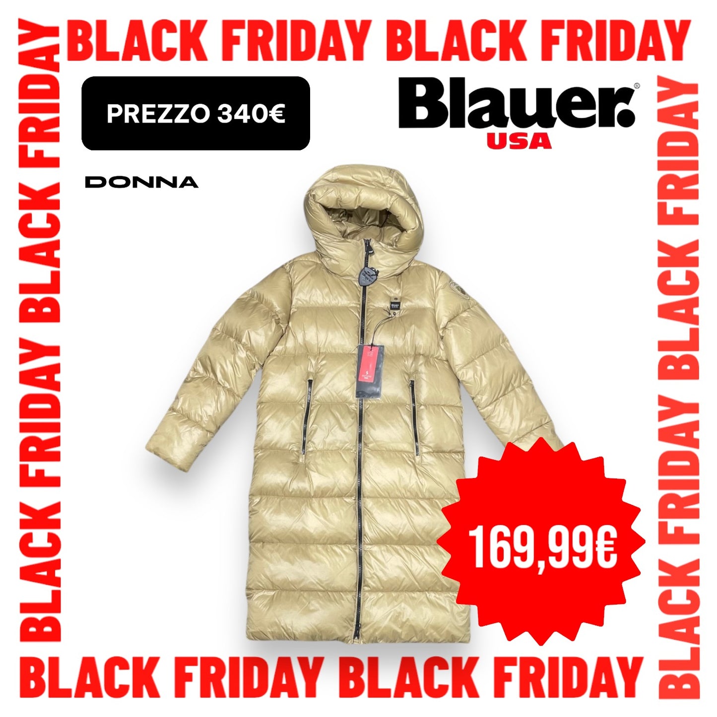 Giubbotto lunghezza 3/4 BLAUER (2023) Donna con cappuccio, col.Beige