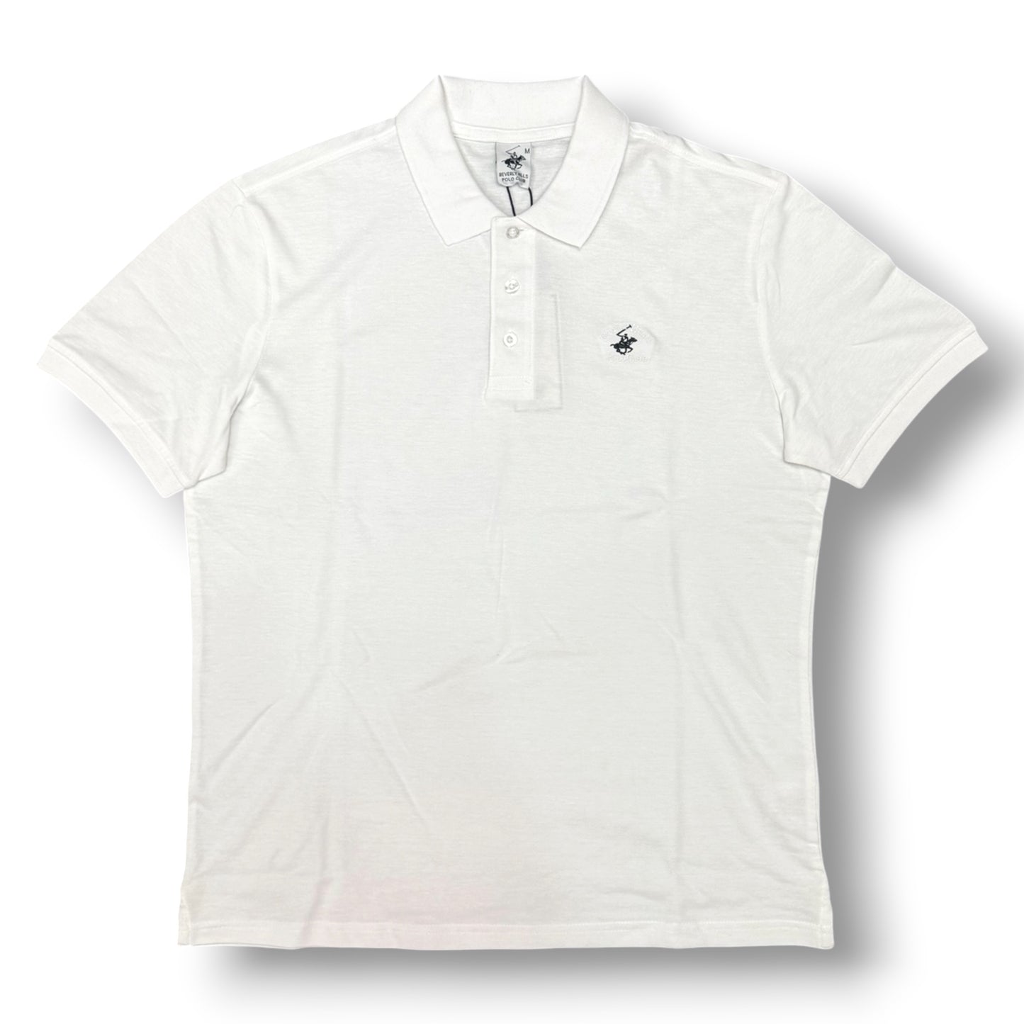 BEVERLY HILLS POLO CLUB- Polo Uomo con logo ricamato lato cuore, col.Bianco
