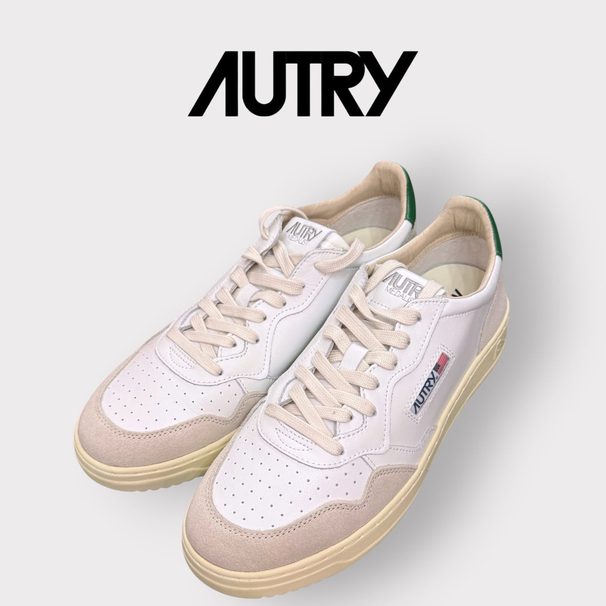 AUTRY - Scarpa Uomo, con baffo verde, Col.Bianco