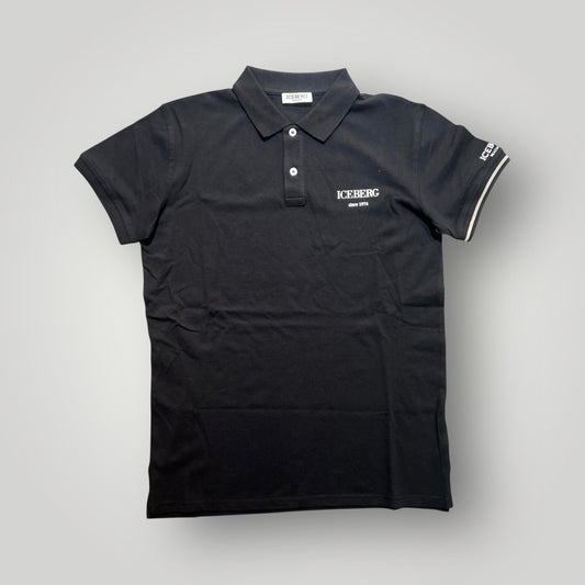 Polo ICEBERG basic, logo lato cuore, RegularFit, Col.Nero