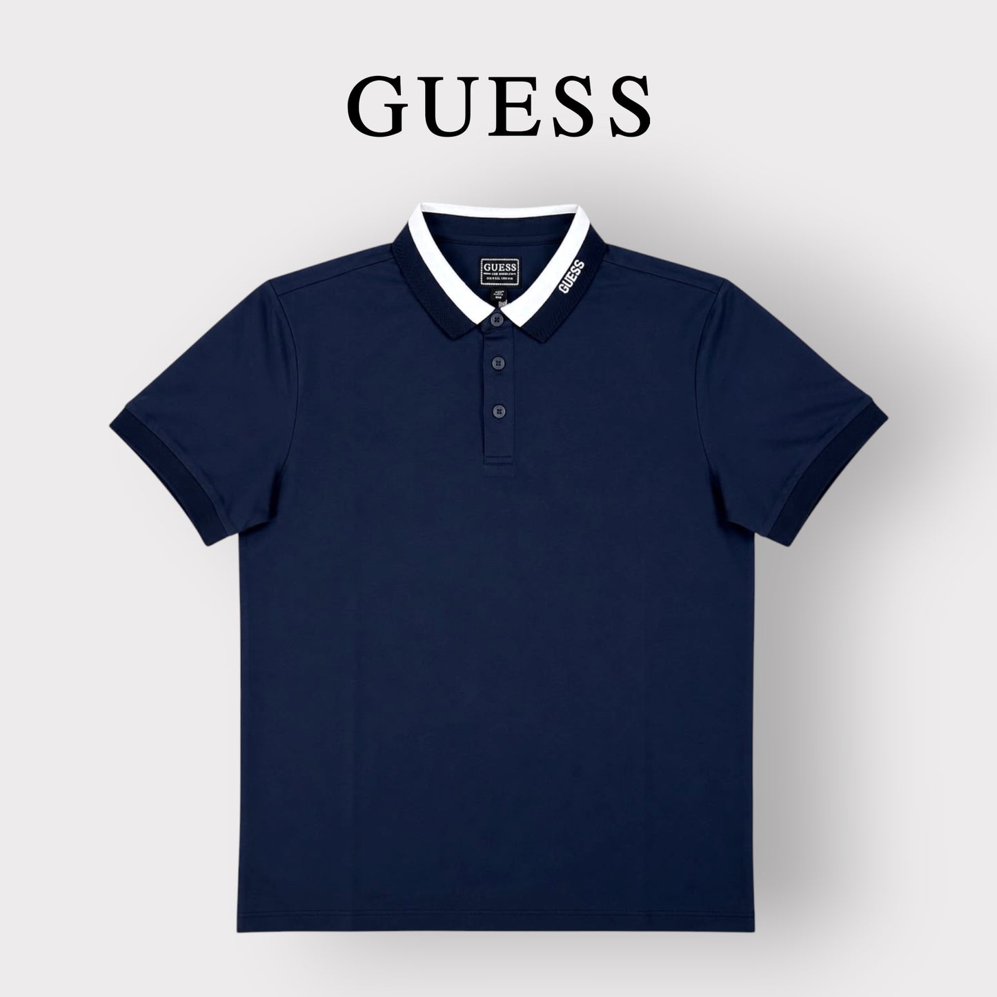 GUESS- Polo Uomo, in tessuto tecnico, SlimFit, col.Blu