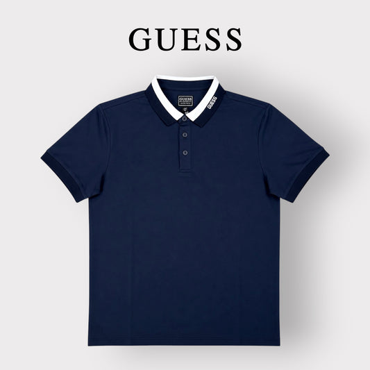 GUESS- Polo Uomo, in tessuto tecnico, SlimFit, col.Blu