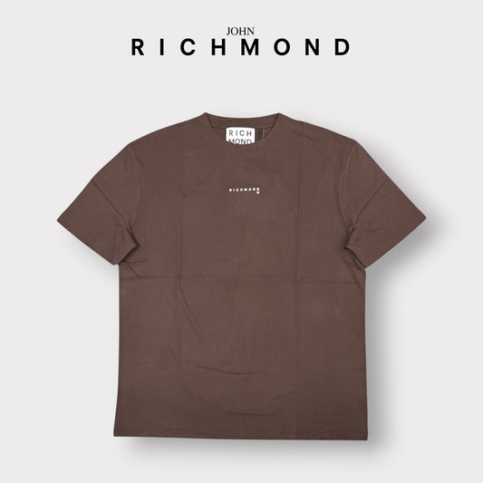 RICHMOND - T-SHIRT UOMO, con logo frontale ricamato, Col.Marrone