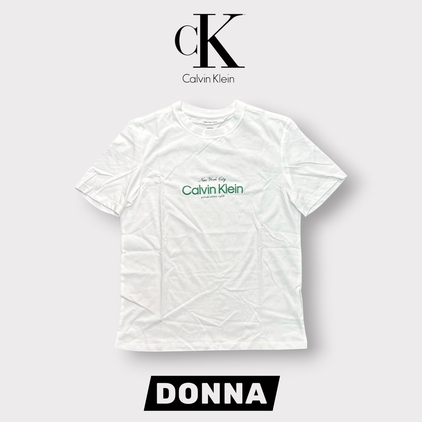 CALVIN KLEIN- T-shirt Donna, con logo ricamato, Regular Fit, col.Bianco