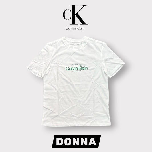 CALVIN KLEIN- T-shirt Donna, con logo ricamato, Regular Fit, col.Bianco