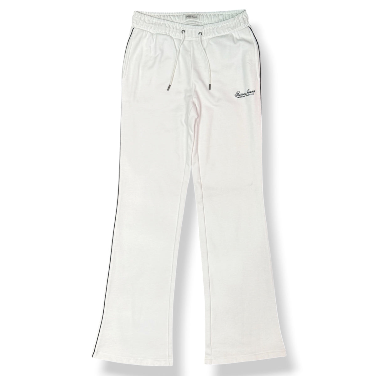 GUESS- Tuta completa Donna, con stampa schienale, pantalone fondo largo, Col.Bianco