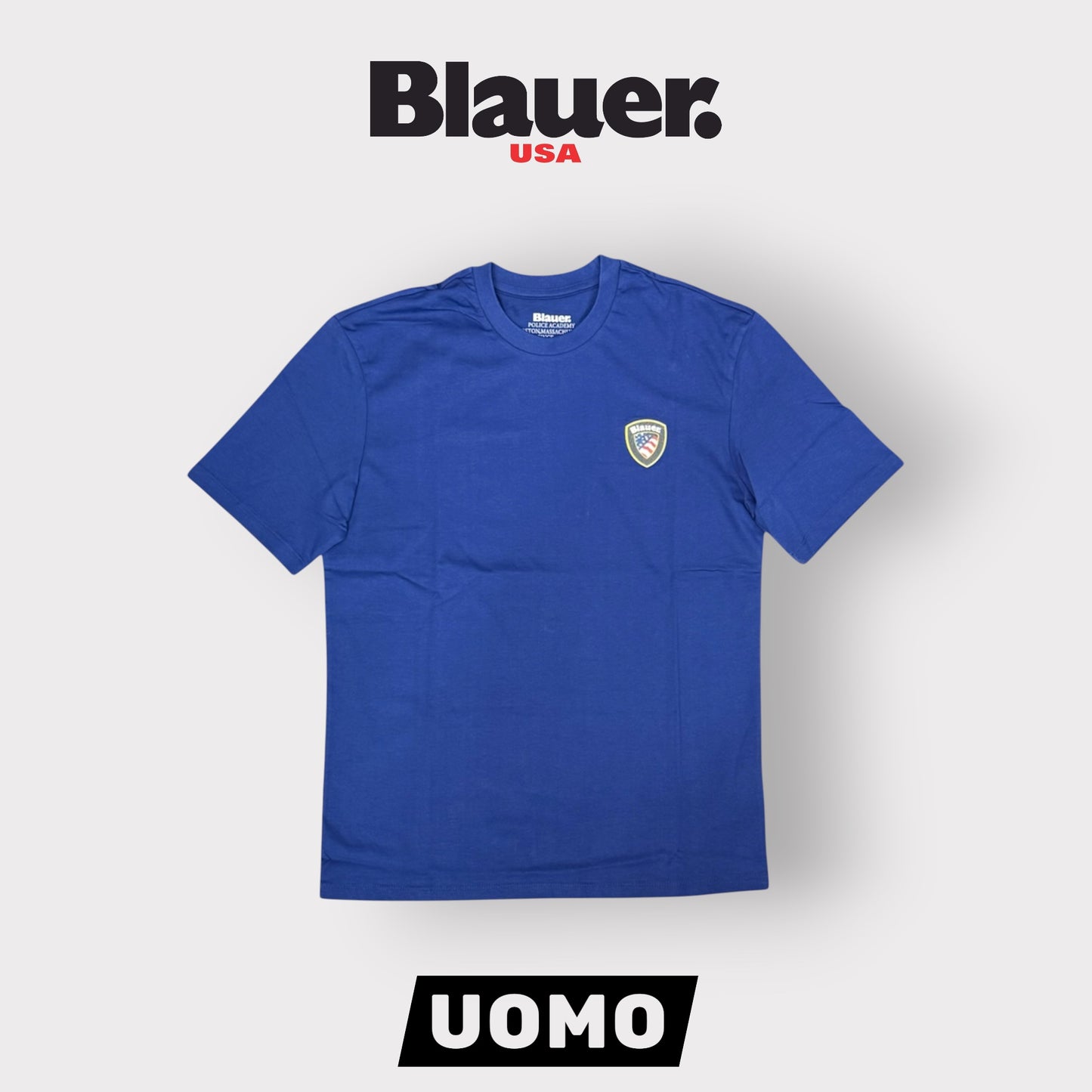 BLAUER- T-shirt, RegularFit, con logo gommato 3D lato cuore, mod.Faxon, col.Blu elettrico