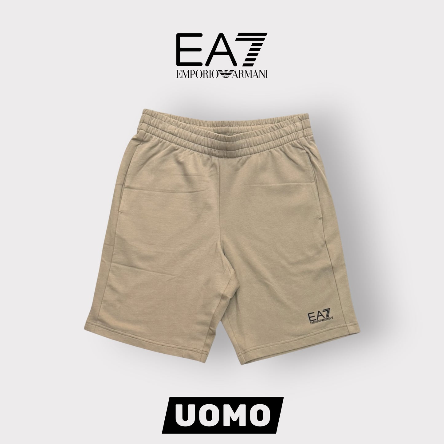 EMPORIO ARMANI-Bermuda, con logo piccolo sulla gamba, col.Beige