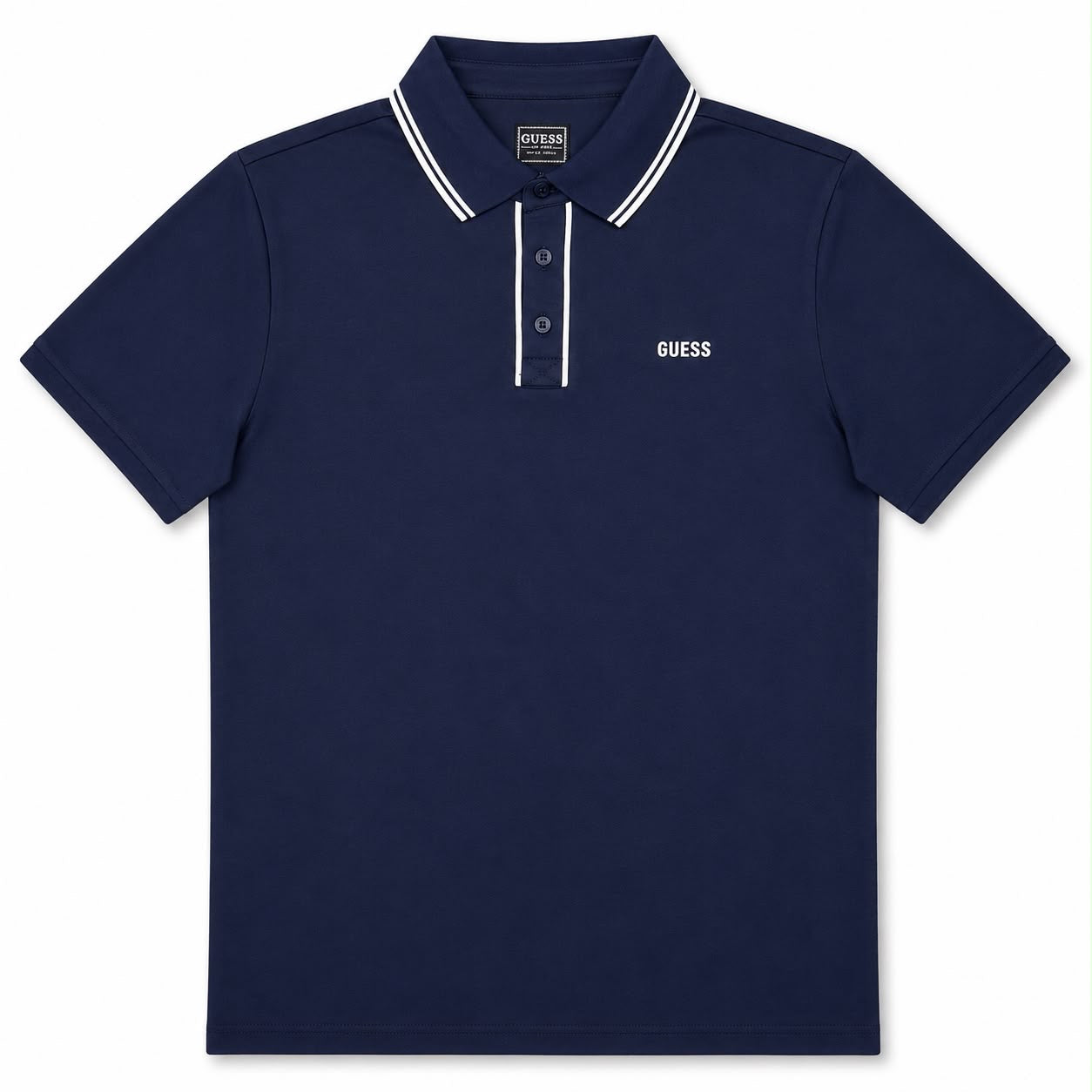 GUESS- Polo Uomo, in tessuto tecnico, SlimFit, col.Blu