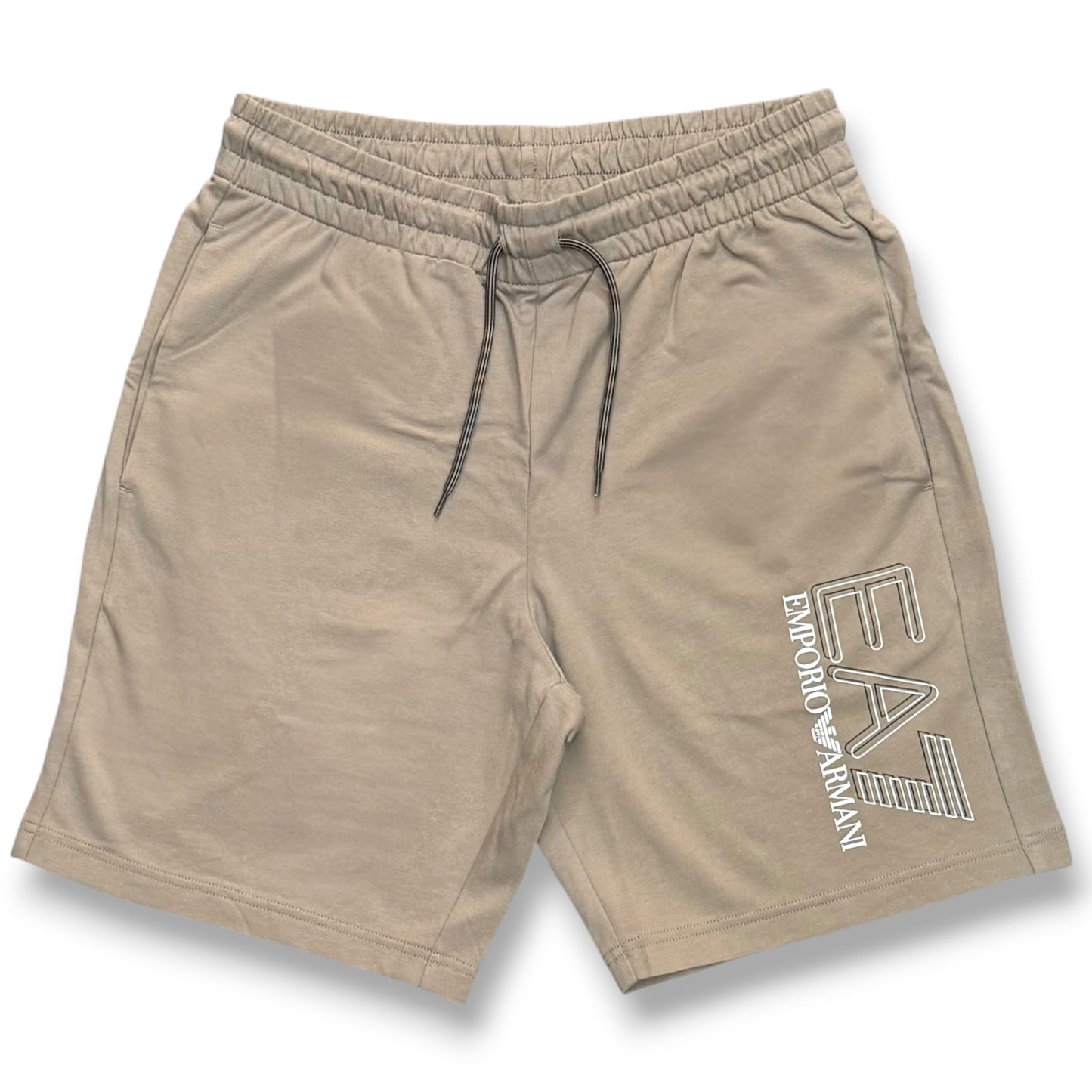 EMPORIO ARMANI-Bermuda, con logo gommato sulla gamba, col.Beige