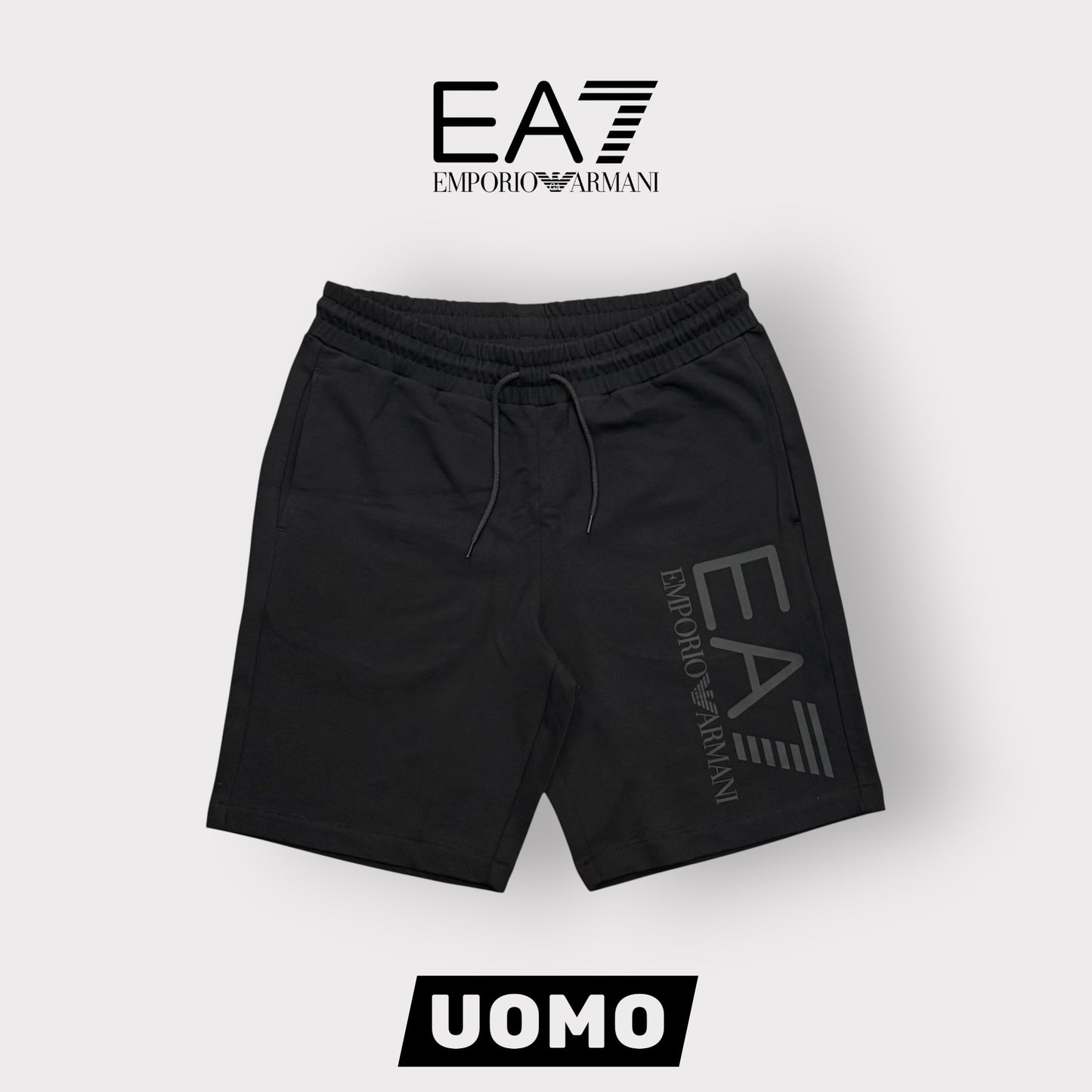 EMPORIO ARMANI-Bermuda, con logo grande sulla gamba, col.Nero