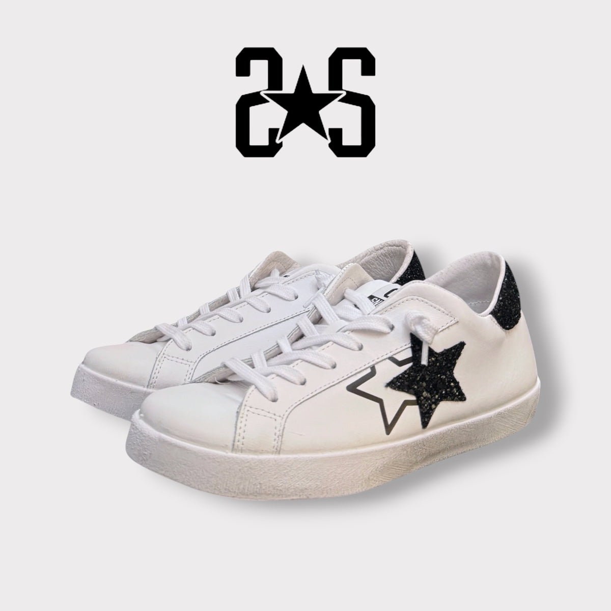 2 - STAR, Scarpa Donna, con paillettes, Col.Bianco/Nera
