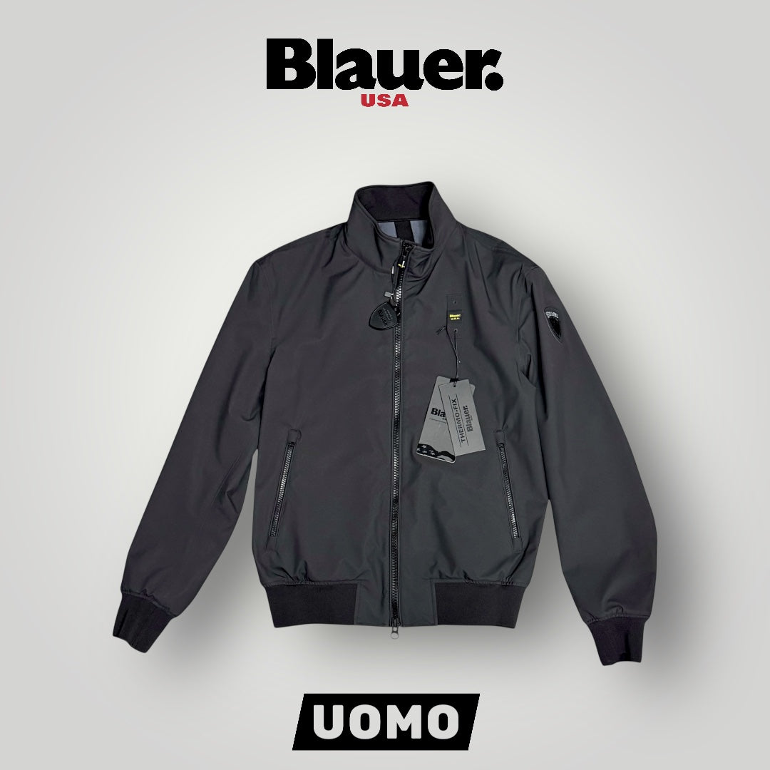 Giubbotto BLAUER Uomo, in tessuto tecnico senza cappuccio, mod.ANSON, Col.Nero