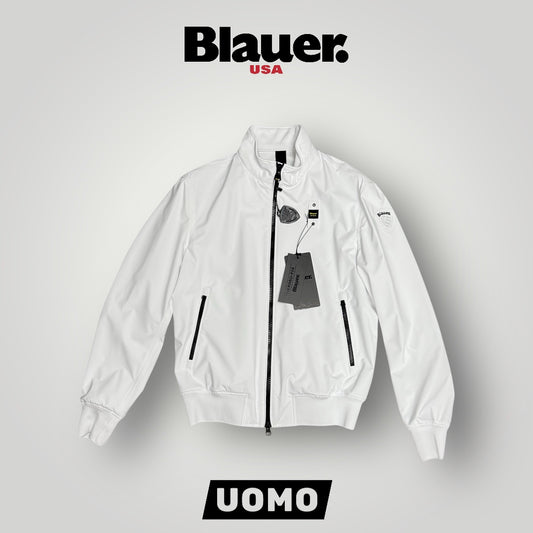 Giubbotto BLAUER Uomo, in tessuto tecnico senza cappuccio, mod.ANSON, Col.Bianco