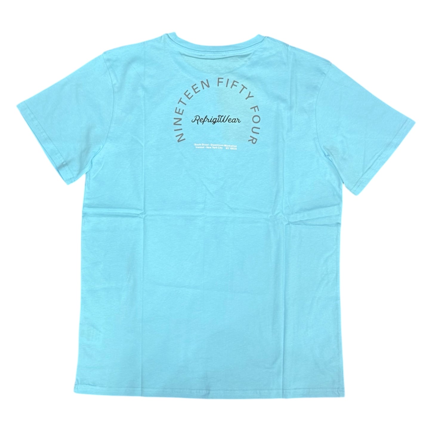 REFRIGIWEAR - T-Shirt Uomo con logo lato cuore e stampa schienale, Col.Celeste