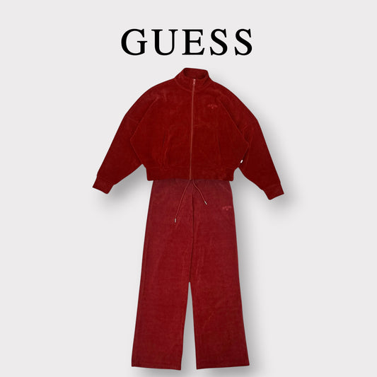 GUESS- Tuta completa Donna, a costine, tex.Velluto, Col.Bordeaux