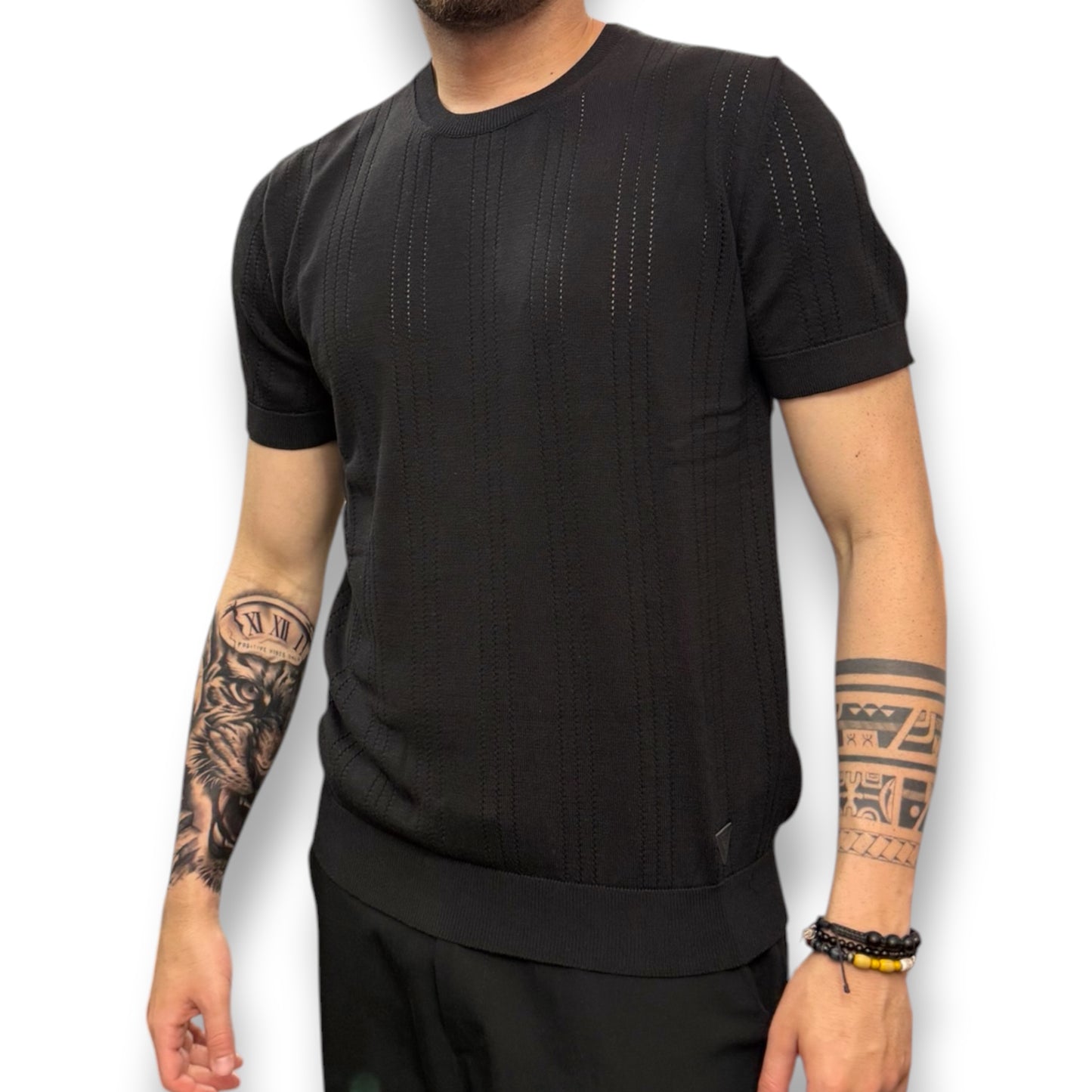 GUESS- T-shirt Uomo, in filo, col.Nero