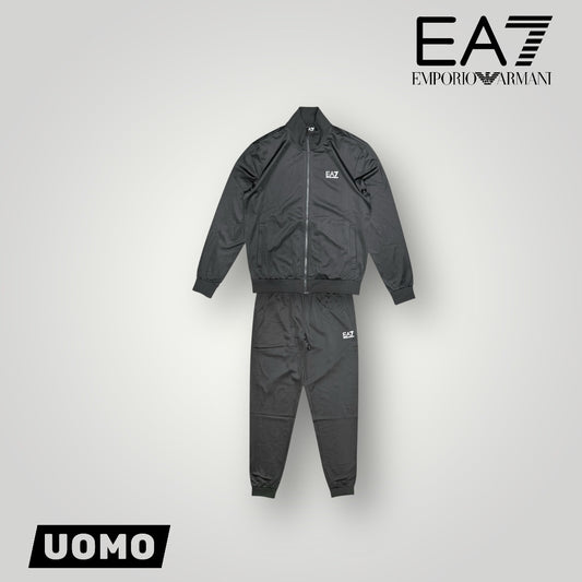 Tuta Completa EA7 in tessuto acetato con stampa lato cuore, Col.Nero