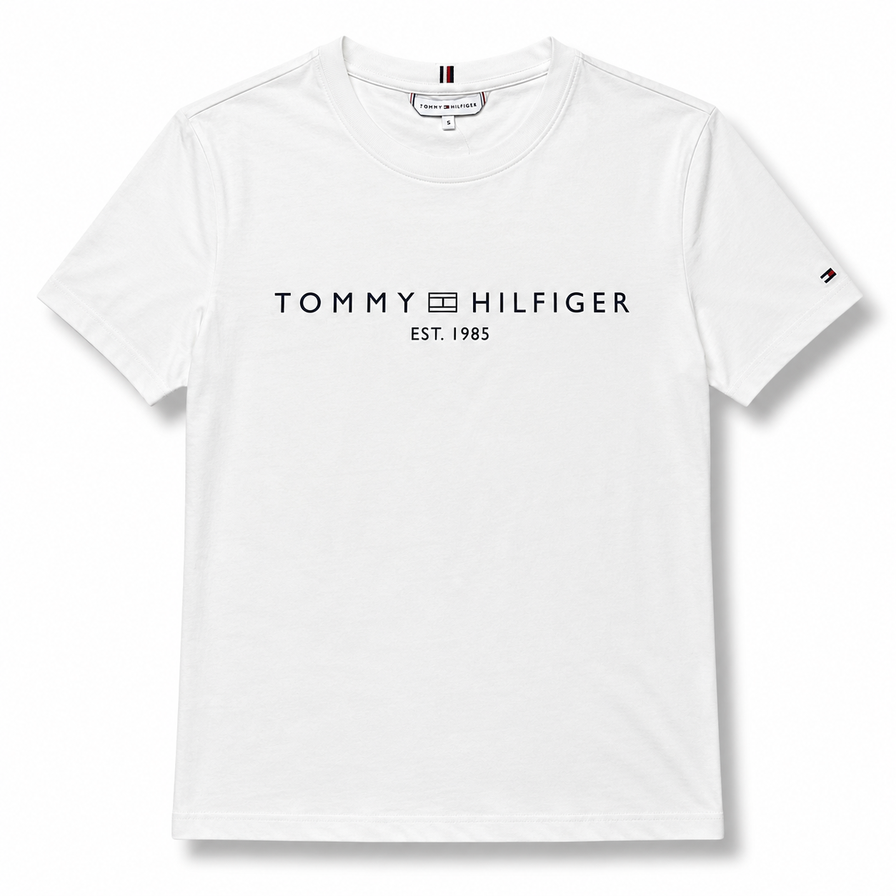 TOMMY HILFIGER- T-shirt Donna, con stampa frontale, Regular Fit, col.Bianco