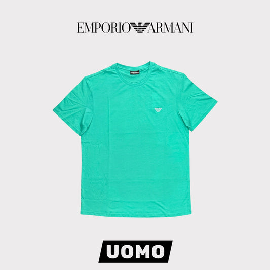 EMPORIO ARMANI- T-Shirt Uomo con logo ricamato lato cuore, Col.Emerald