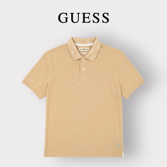 GUESS- Polo Uomo, con logo sul colletto, Regular Fit, col.Beige