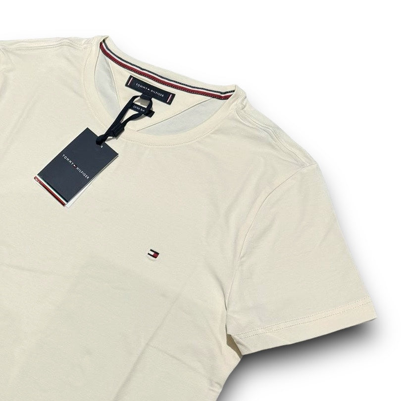 T-shirt TOMMY HILFIGER Uomo Avorio con logo lato cuore, ExtraSlimFit