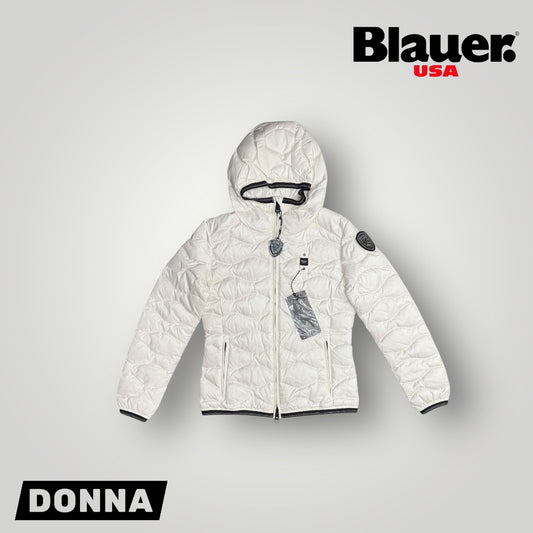 Giubbotto BLAUER con scudetto swarovski , Col.Bianco (Imbott.Piuma)