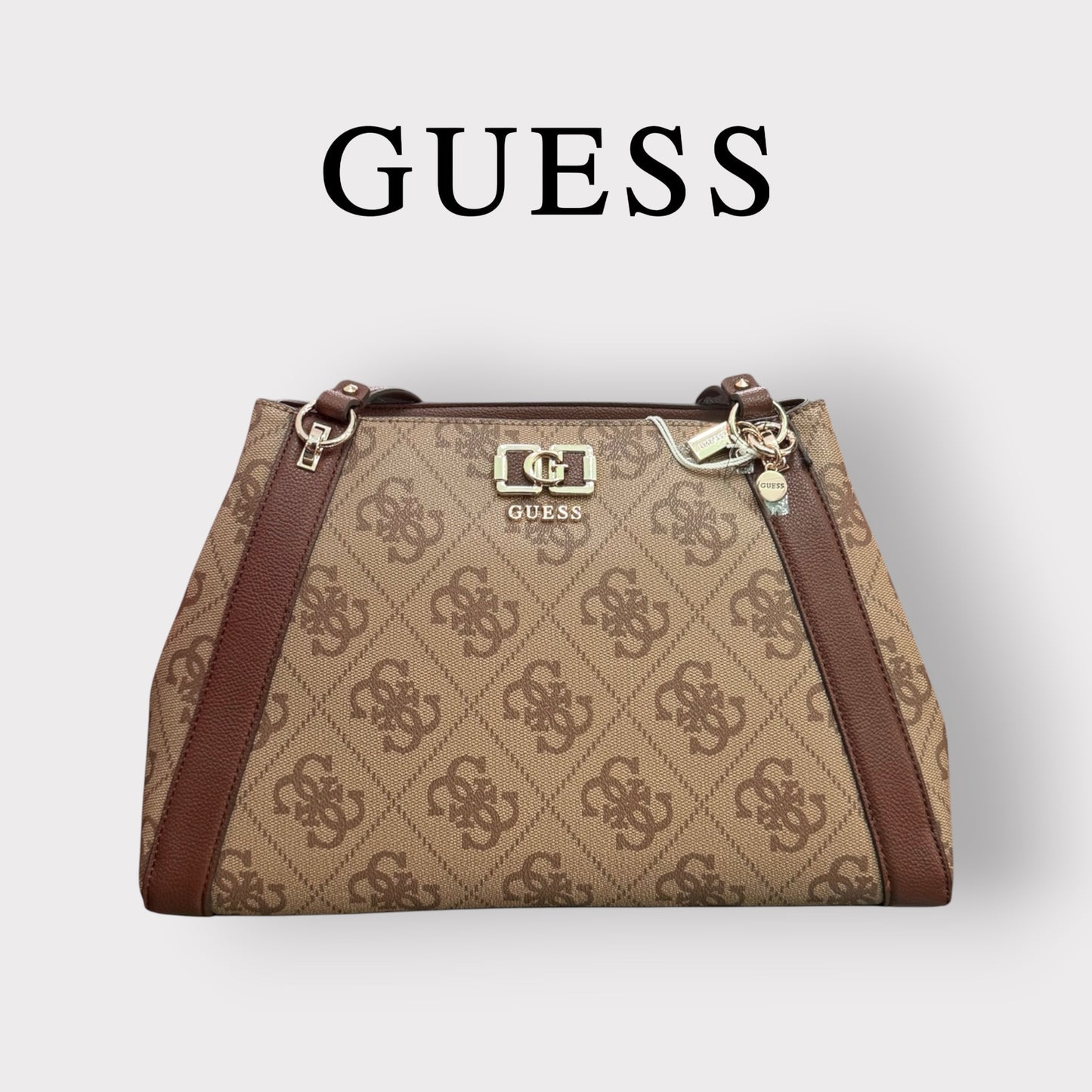 GUESS- Borsa Donna, Group:KARNILLA LOGO, Col.Latte/Logo/Brown