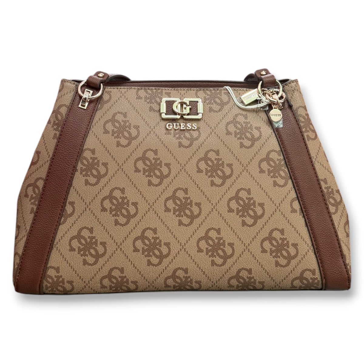 GUESS- Borsa Donna, Group:KARNILLA LOGO, Col.Latte/Logo/Brown