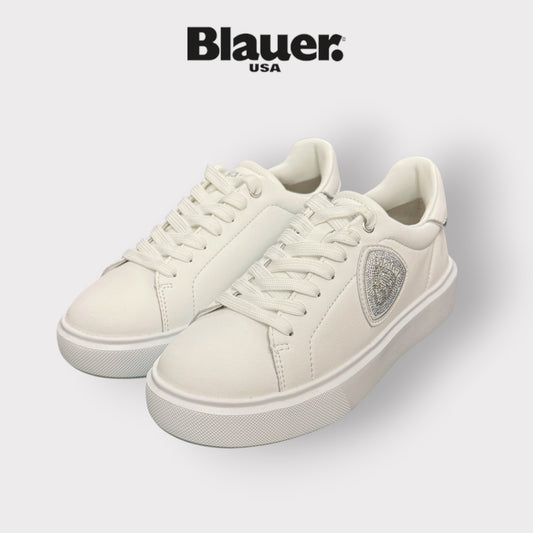 BLAUER - Scarpe Donna, con scudetto Swarovski, col.Bianco
