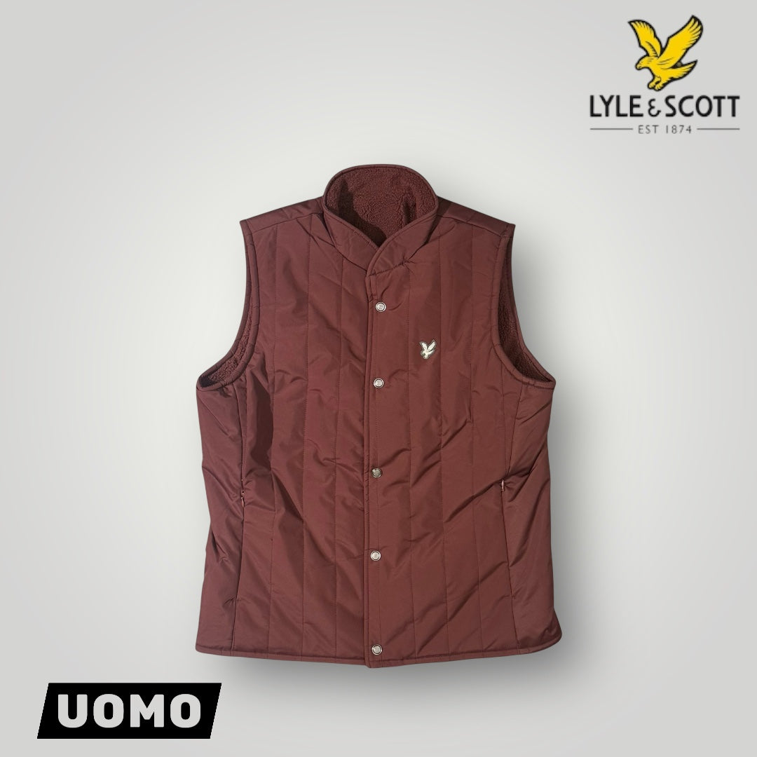 Giubbotto Smanicato LYLE & SCOTT Uomo, reversibile con pelliccia, col. Rubber Red (Reversible Quilted Gilet)