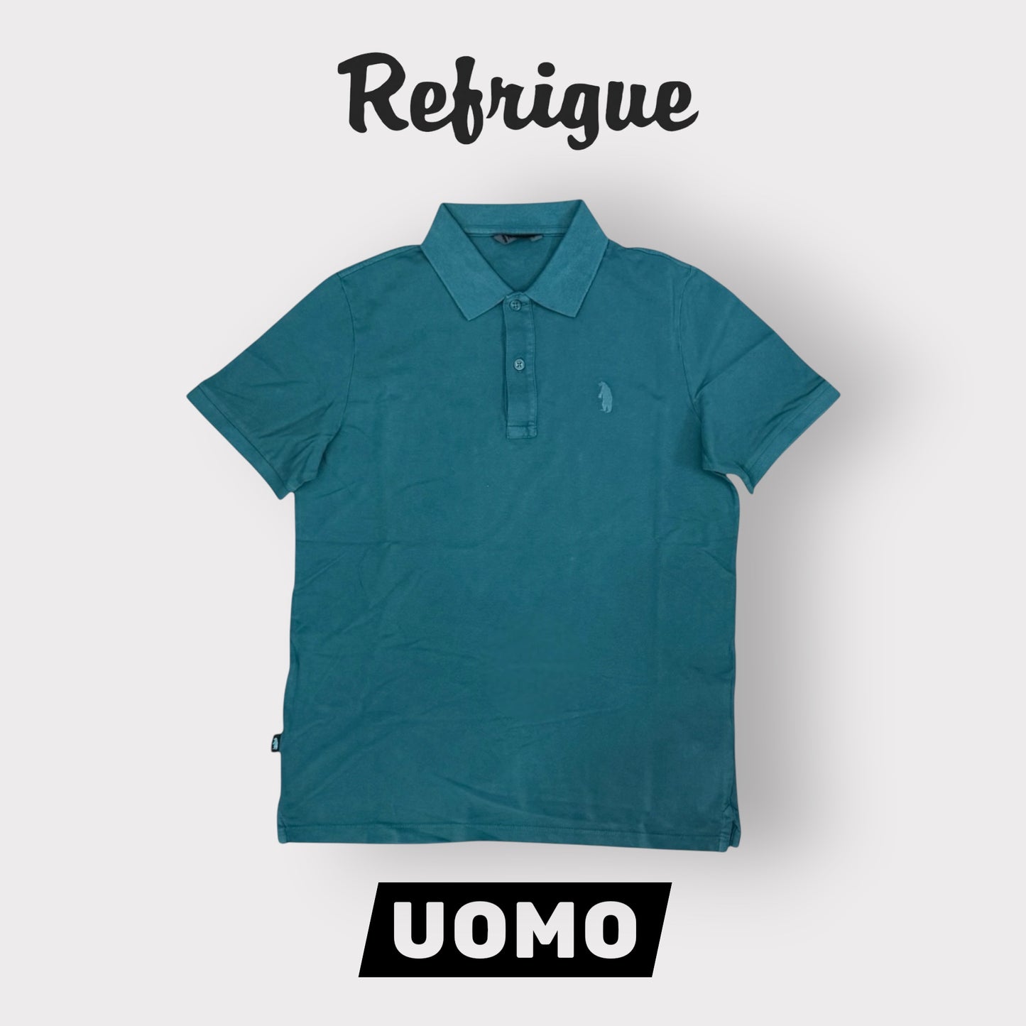 REFRIGUE- Polo Uomo, con logo ricamato tono su tono, col.Bottle Green