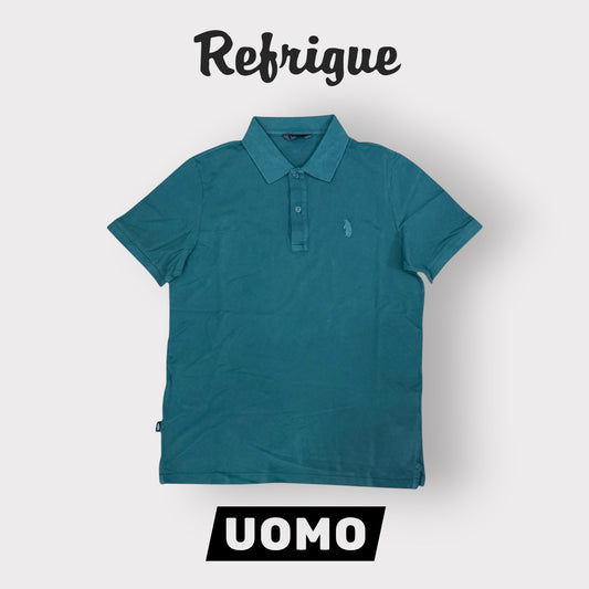 REFRIGUE- Polo Uomo, con logo ricamato tono su tono, col.Bottle Green