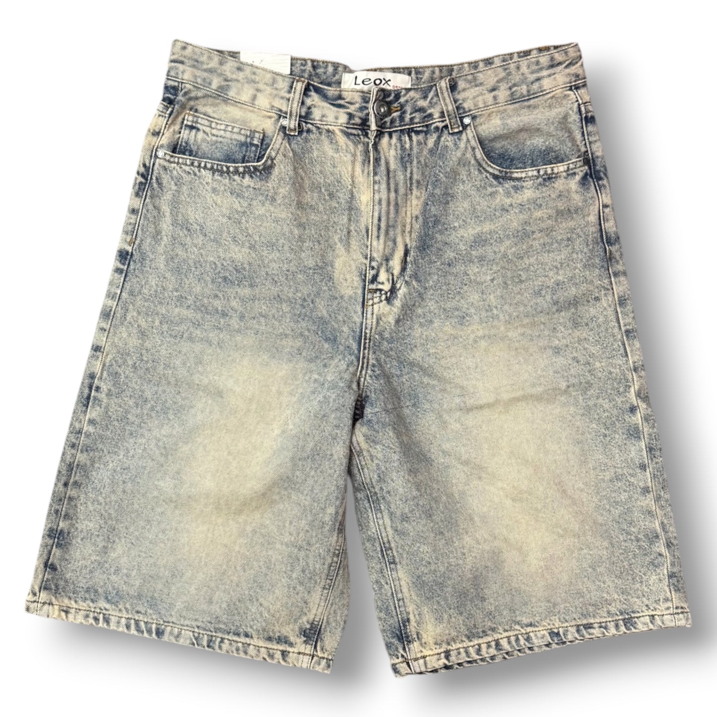 LEOX - Bermuda Uomo Baggy Fit (lunghezza sotto ginocchio), Col.Denim Sabbiato Chiaro