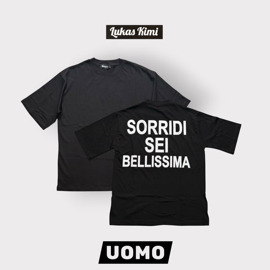 LUKAS KIMI - T-Shirt Uomo con scritta schienale, Col.Nero