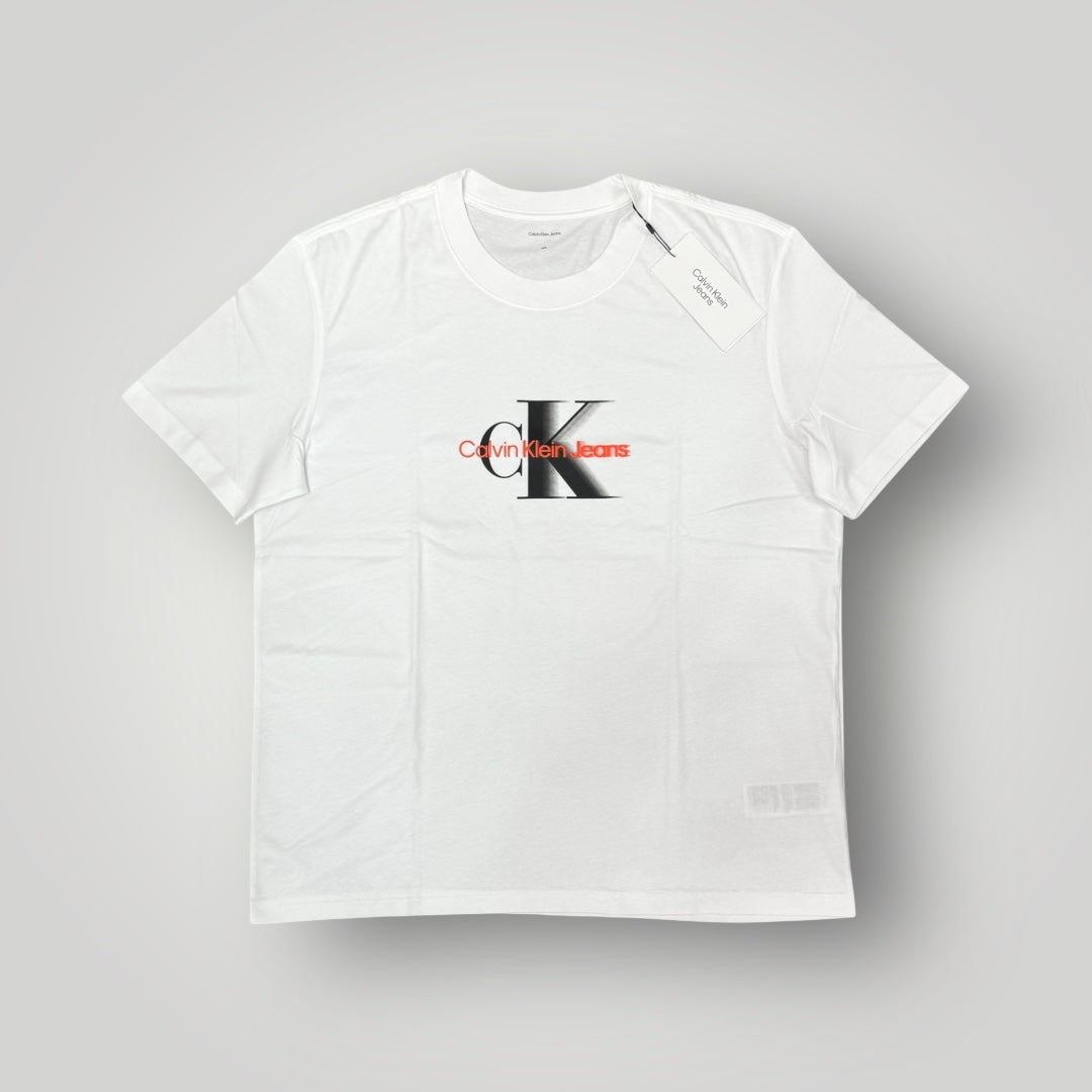 T-shirt CALVIN KLEIN, con stampa frontale arancione, Col.Bianco