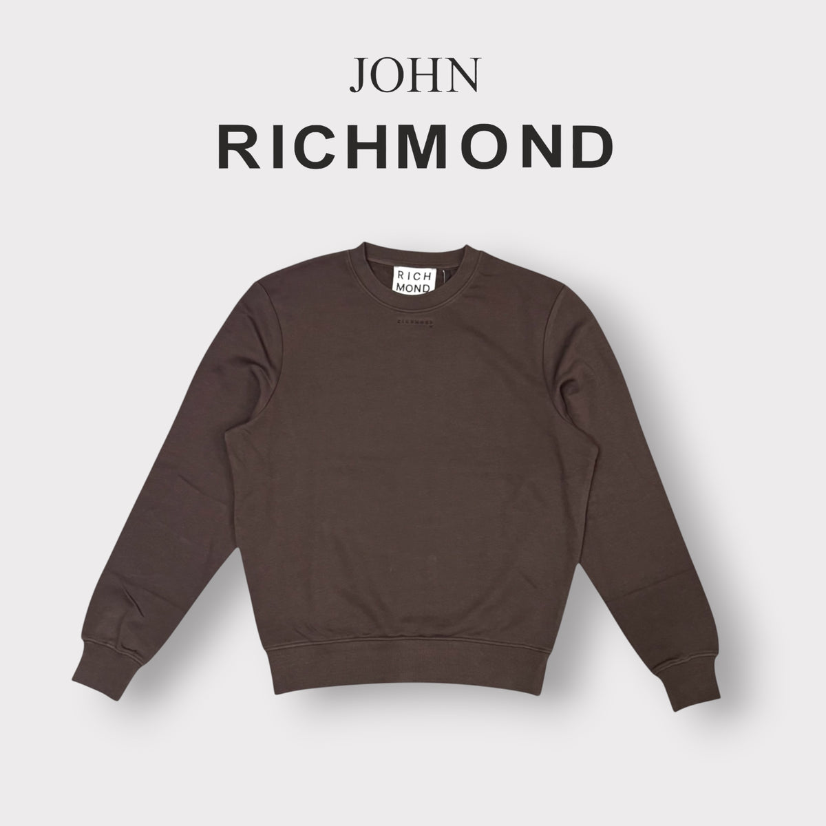 RICHMOND - Felpa Uomo girocollo, con logo ricamato piccolo, Col.Marrone