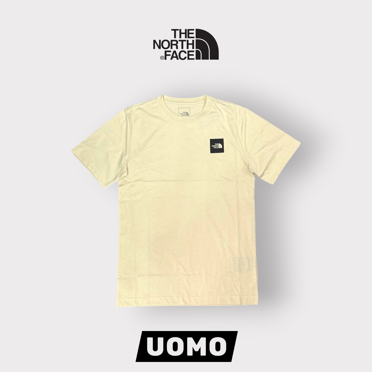THE NORTH FACE- T-Shirt Uomo con logo stampato quadrato lato cuore, Col.Beige
