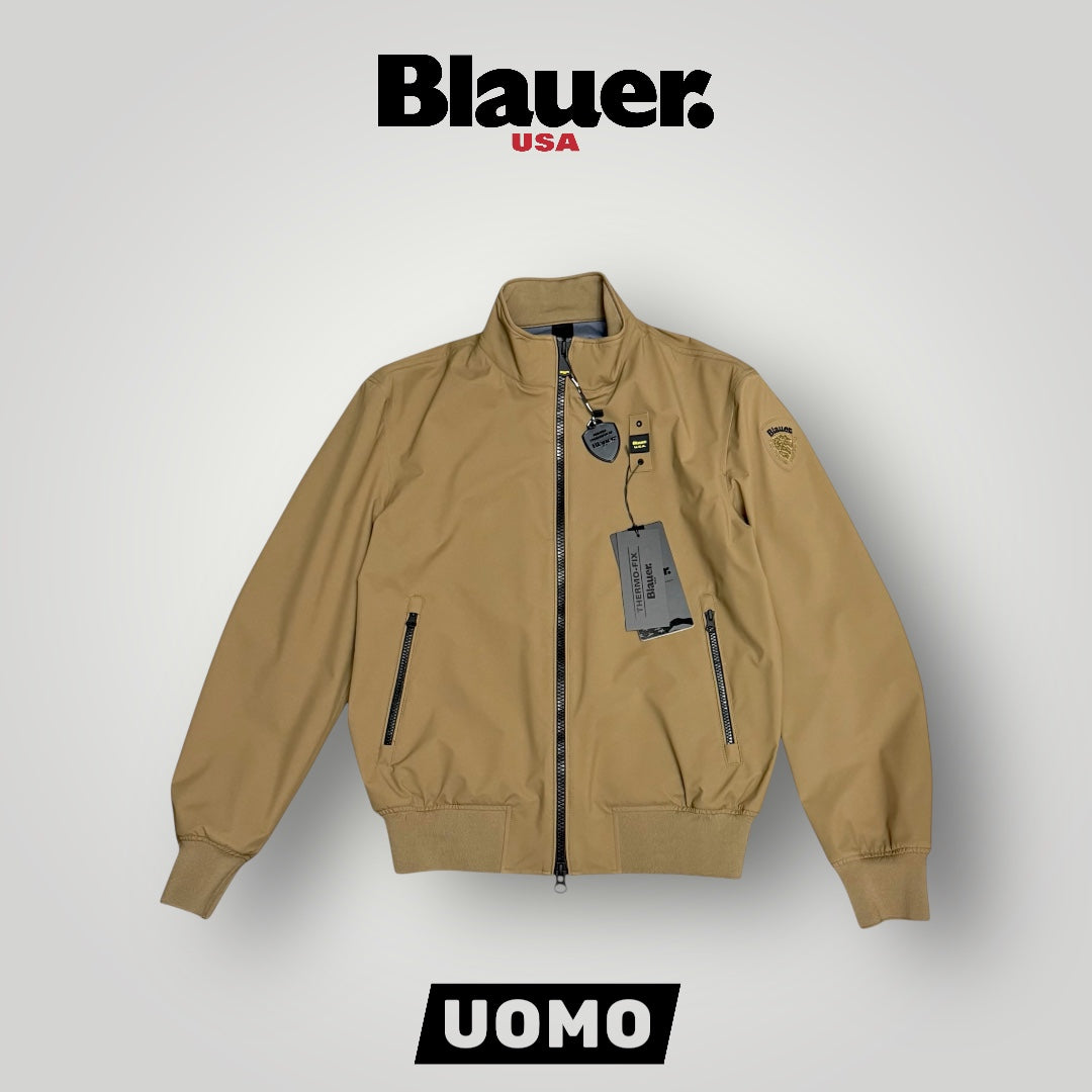 Giubbotto BLAUER Uomo, in tessuto tecnico senza cappuccio, mod.ANSON, Col.Tabacco