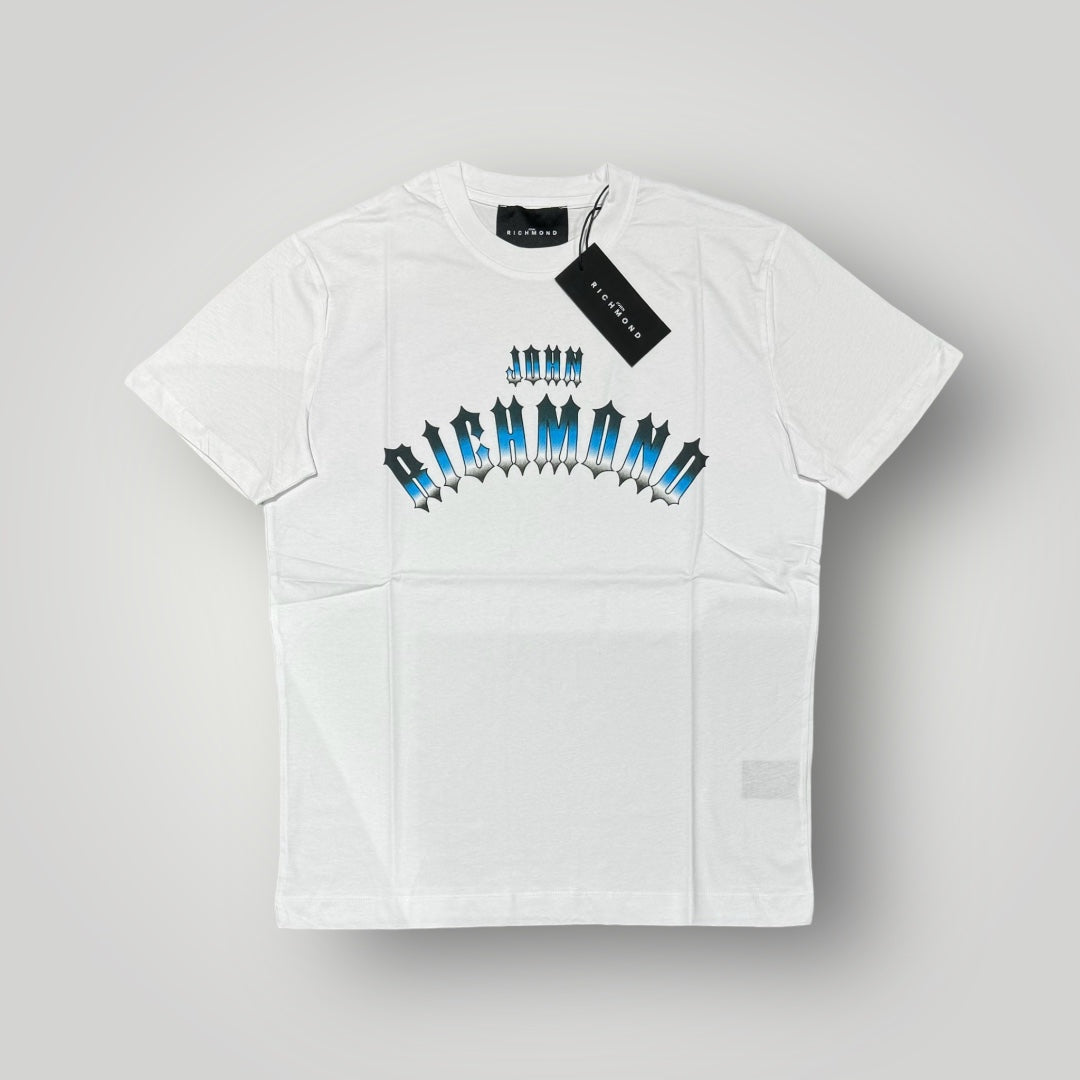 T-shirt JOHN RICHMOND 100% cotone, RegulrFit, Bianca con stampa frontale