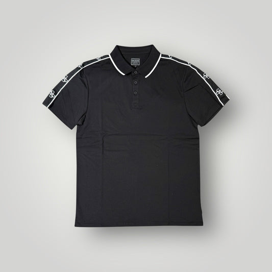 Polo GUESS Uomo, in tessuto tecnico bordino a contrasto sul collo con banda logata sulle braccia, col.Nero, (SlimFit)