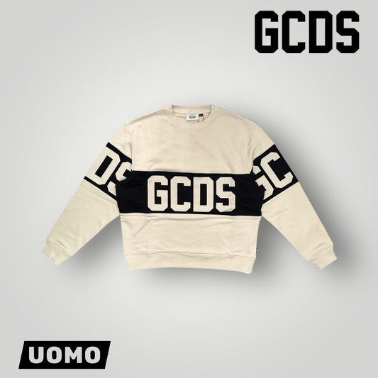 Felpa GCDS girocollo, tex.garzato, col.Beige/Nero
