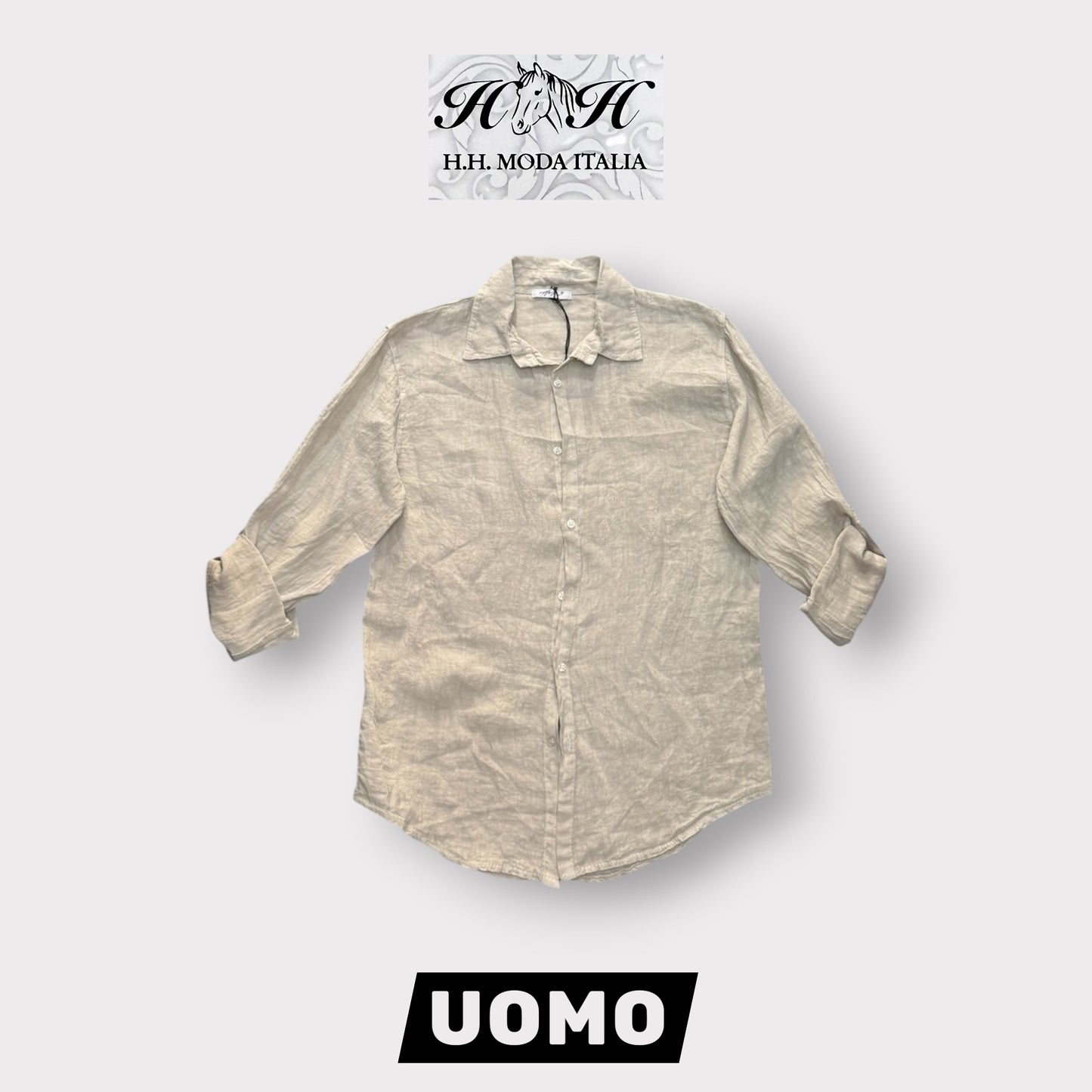 Camicia con colletto, Tex.Lino, Col.Beige
