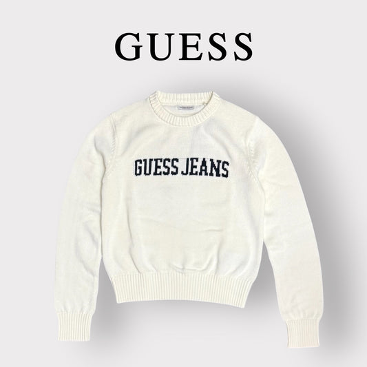 GUESS JEANS- Maglioncino Donna, con scritta frontale, Col.Panna