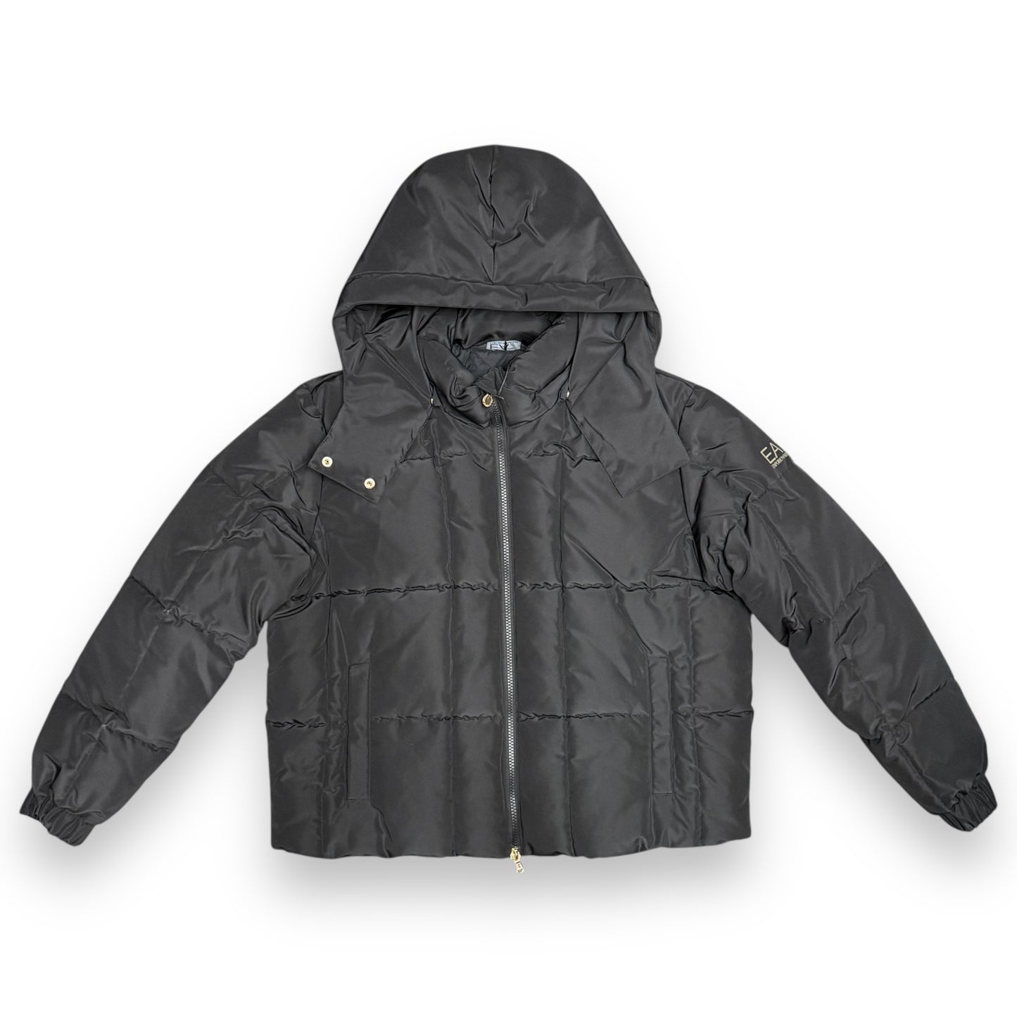 Giubbotto EMPORIO ARMANI Donna, con cappuccio sganciabile, col.Nero (w jacket ho extra padded core)- (veste grande)