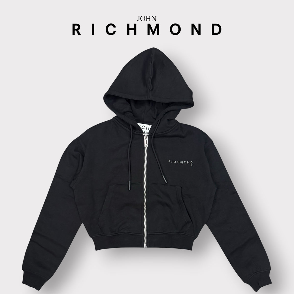 JOHN RICHMOND- Felpa Donna, con cappuccio, tex.Cotone garzato, col.Nero