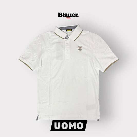 BLAUER- Polo Uomo, Regular Fit, mod.Damon, Col.Bianco